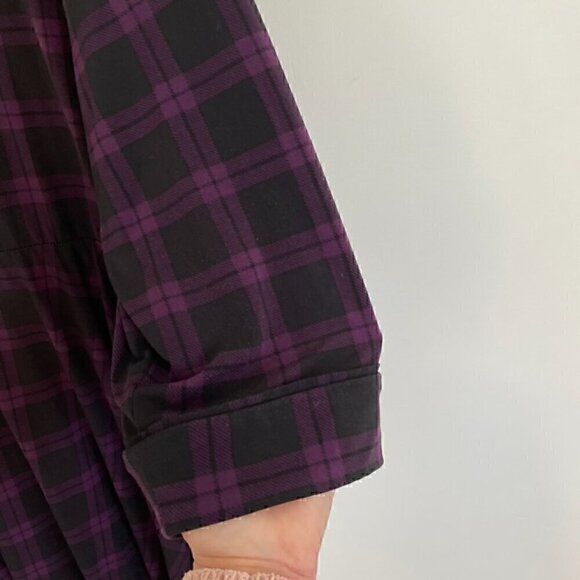 TORRID 2 Plus Size Purple Plaid Studio Wrap Dress Black Surplice 3/4 Sleeve 2X - Picture 14 of 16